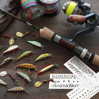 6Pcs Fishing Lure Painting Templates PVC Drawing Stencils for Handmade Fish Lure Y5GB