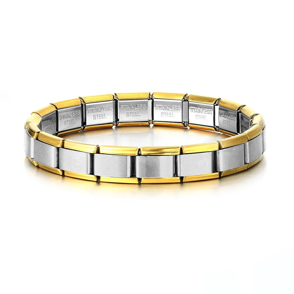 Fashion Sliver Bangle Bracelet Width Italian Elastic Charm Bracelet Simple Design Men Women DIY New Style Jewelry Gifts