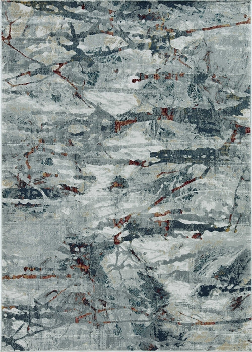 3inchesx5inches Grey Teal Machine Woven Abstract Splatter Indoor Area