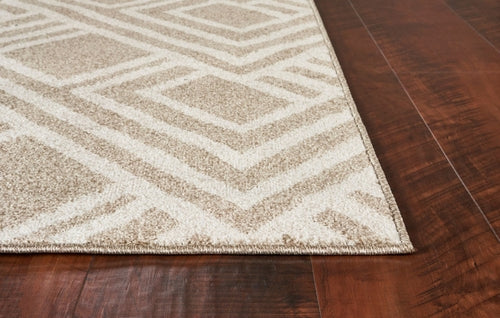 7inchesx10inches Beige Machine Woven UV Treated Geometric Indoor