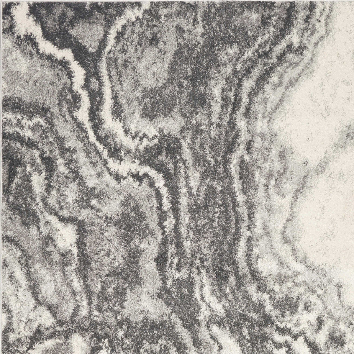3inchesx5inches Ivory Grey Machine Woven Marble Indoor Area Rug