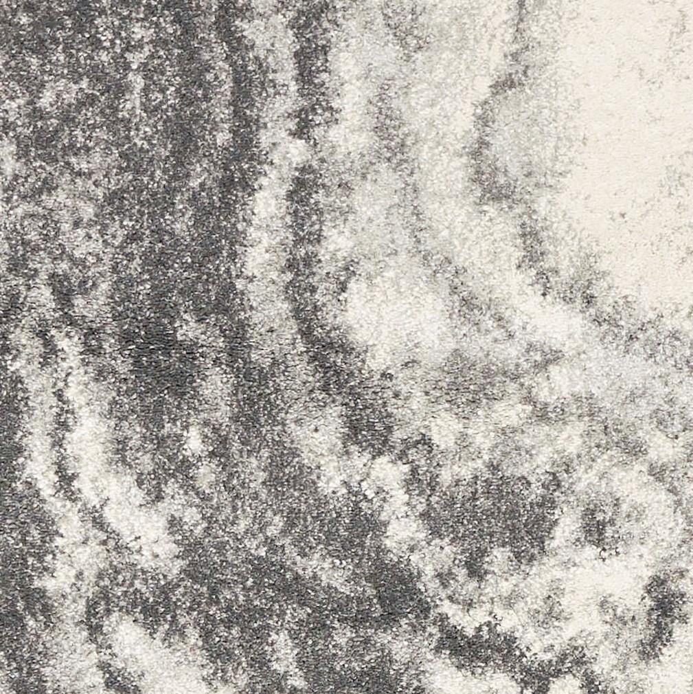 3inchesx5inches Ivory Grey Machine Woven Marble Indoor Area Rug