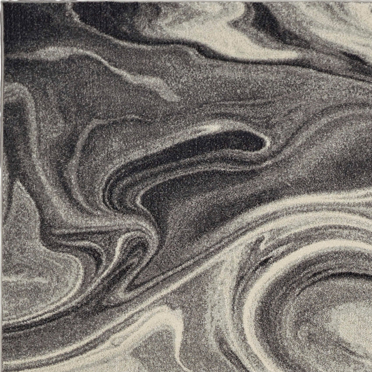 3inchesx5inches Grey Black Machine Woven Marble Indoor Area Rug