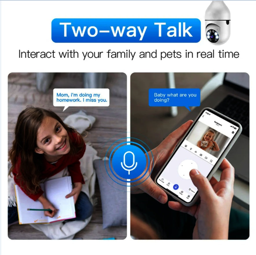 Smart Home Security PTZ Camera Wireless Lights 360 Degree Night Vision