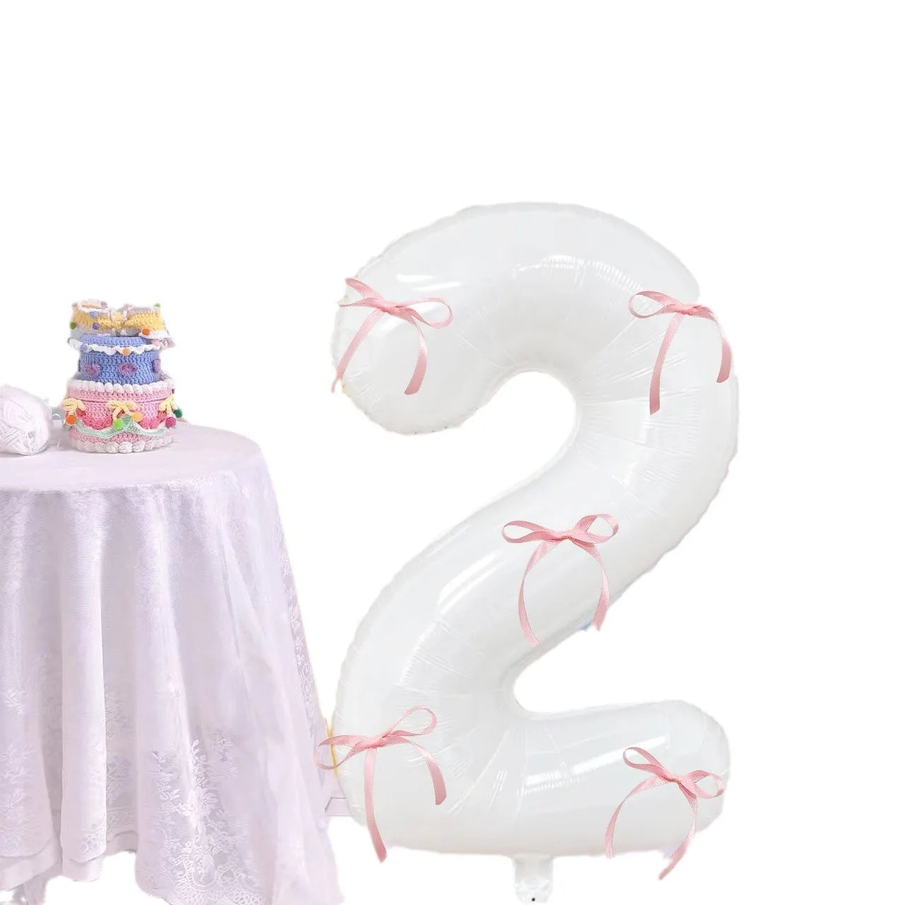 White 32inch 0-9 Years Old Balloons Pink Bow Number Balloons Aluminum Foil Milky Wedding Decorations Birthday Party Baby Shower