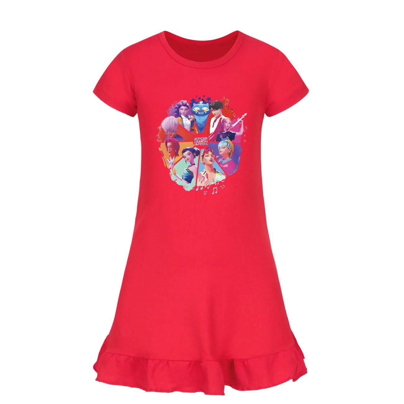 Baby KPop Demon Hunters Kids Summer Sleepdress Short Sleeve Girls Casual Cartoon Nightgown Daily Wear Clothes for Children dress