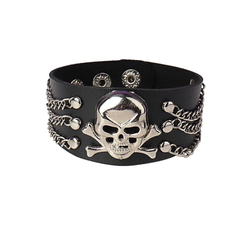 2022 PU Leather Studded Bracelet Punk Bracelet Adjustable Goth Cuff Bracelet Gothic Rivet Buckle Wristband for Men Women
