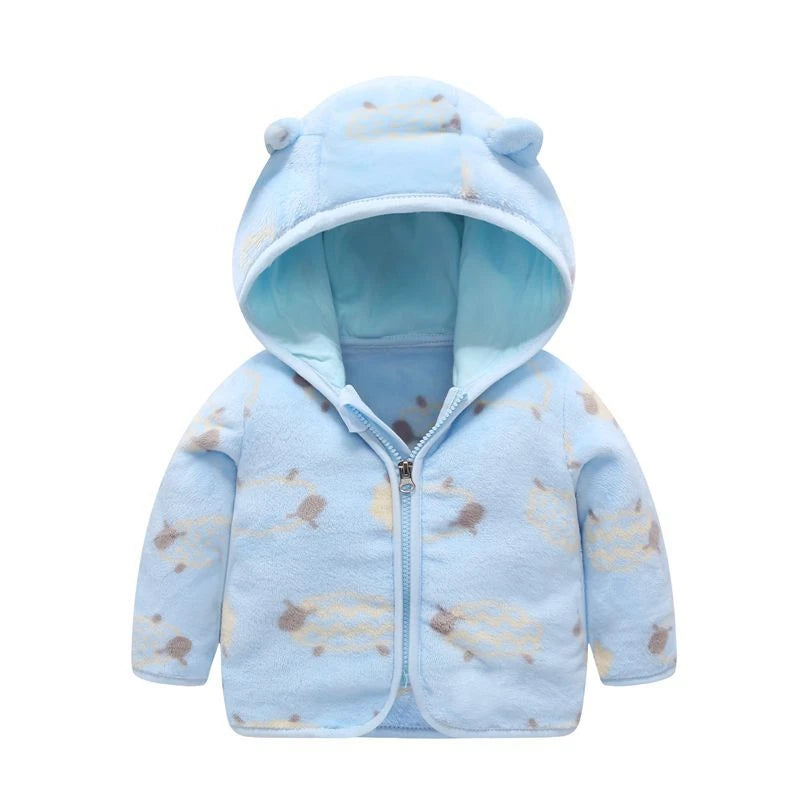 Children Flannel Jacket Autumn and Winter Baby Girl Clothes Hooded Cute Toddler Outerwear Clothing Warm Boys Coat 1-5 Years