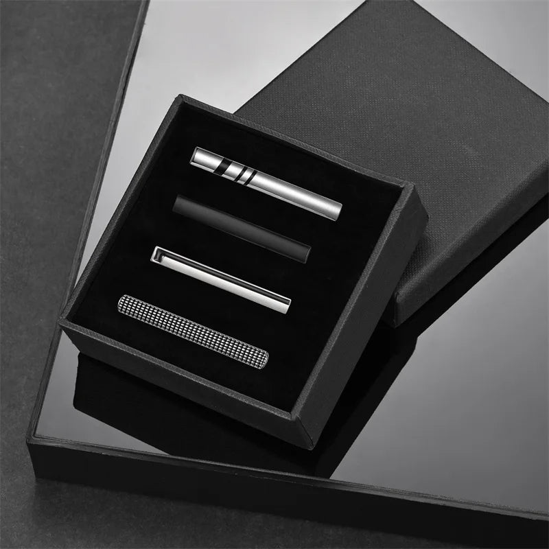 Tie Clip For Men Business Party Minimalist Tie Clips And Cufflinks To Man Shirt Gift Box Jewelry Men's Cuff Man Fashion Lawyer