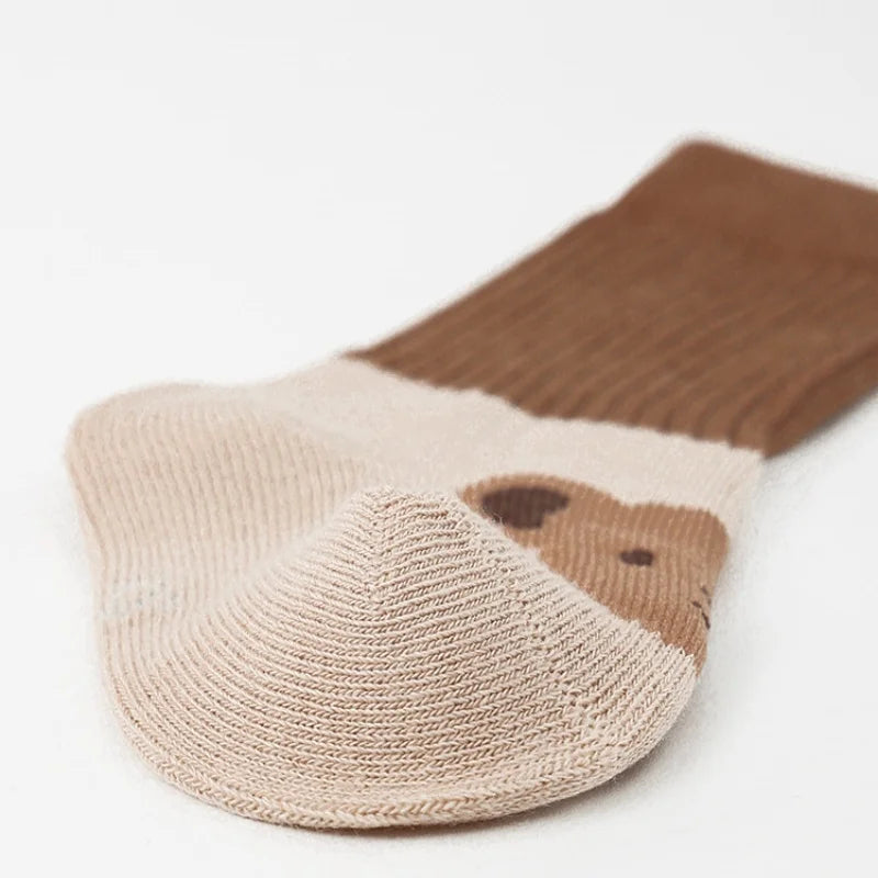 5 Pairs/set Cotton Baby Socks for Newborn Girls Boys Mid Calf Patchwork Cartoon Stockings Kids Cute Clothes Accessories 0-5Years