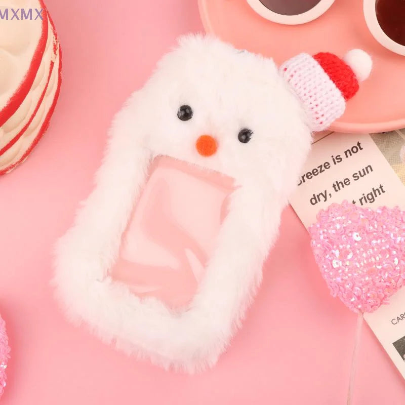Cute Cartoon Christmas Snowman Plush Photocard Case Photo Card Holder Portable INS Card Case Students Photos Protective Cover