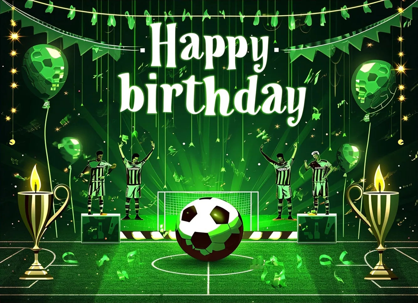 Football Backdrop Football Trophy Photo Booth Background Boy Birthday Soccer Field Sports Poster Baby Shower Decors Banner