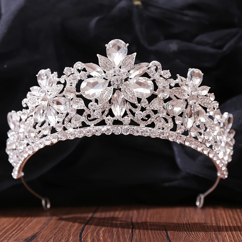 Baroque Crystal Crown Tiara For Women Bride Rhinestone Prom Princess Diadem Bridal Wedding Hair Accessories Jewelry Crown Tiara