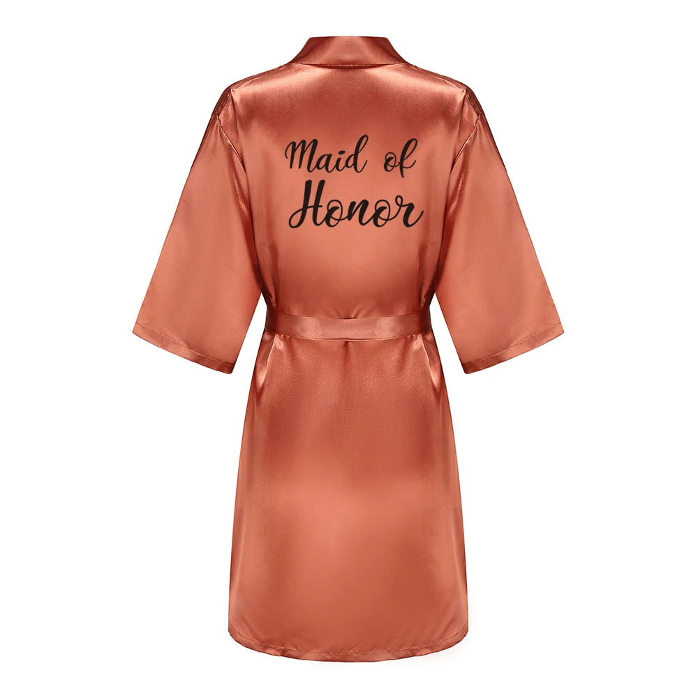 New Caramel Bathrobe Bride Satin Robe Women Getting Married Bride Hen Party Sisters Sqaud Mother Wedding Bridesmaid Robes