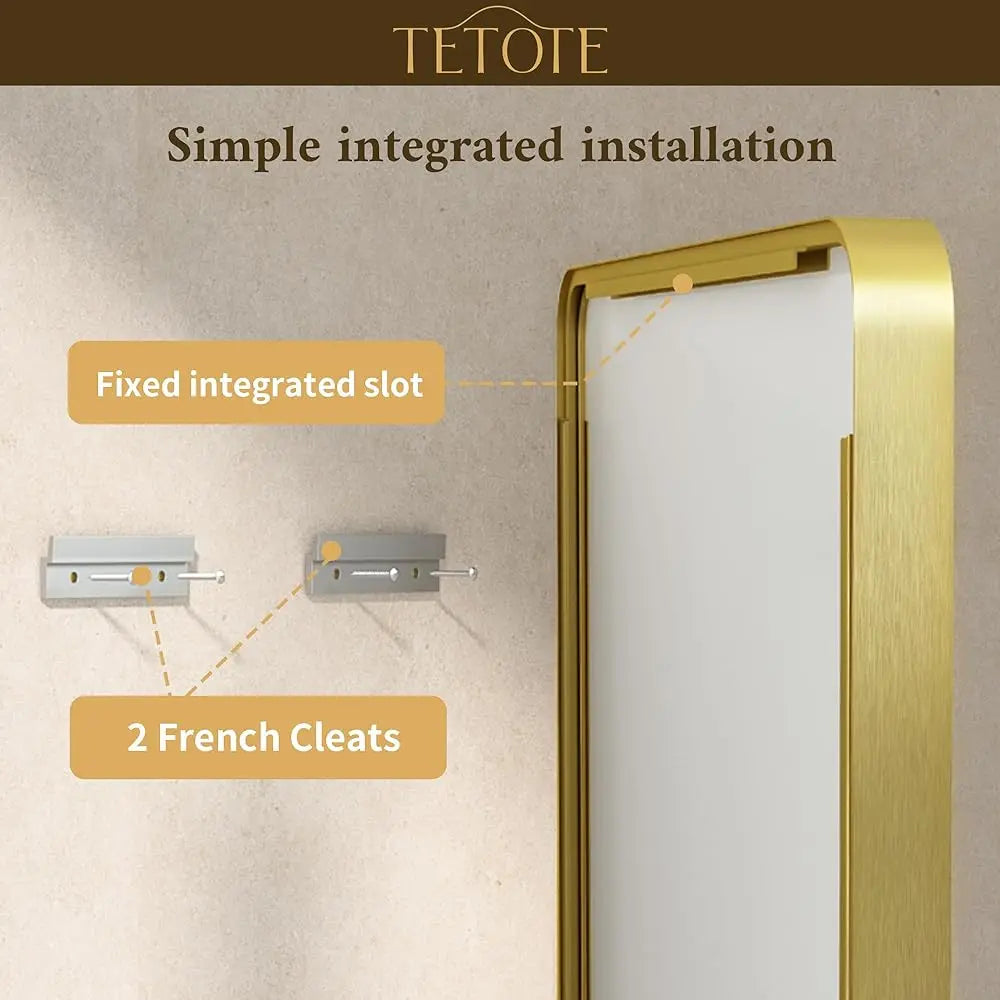 Gold Bathroom Mirror 40 X 30 H Brushed Gold Metal Framed Vanity Mirror, Tempered Glass, Wall Mounted For Bathroom, Entryway,