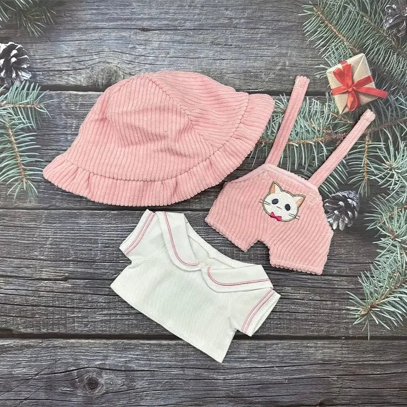 Cute plush 20CM cotton baby clothes three piece set, summer internet famous casual idol thin accessories