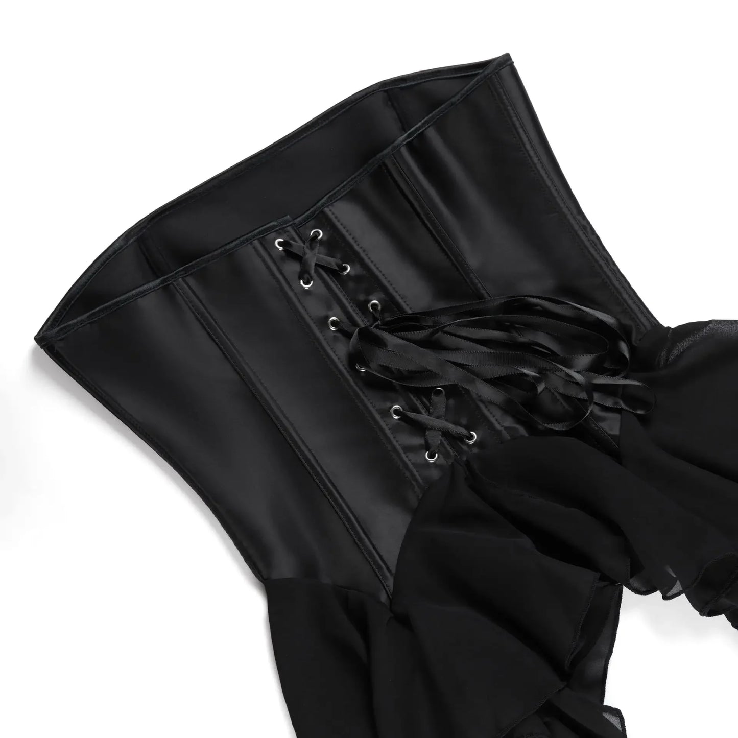 Womens Corset Dress Satin Overbust Bustier Waist Cincher Body Shaper Sexy Lingerie Lace Skirt Corsets