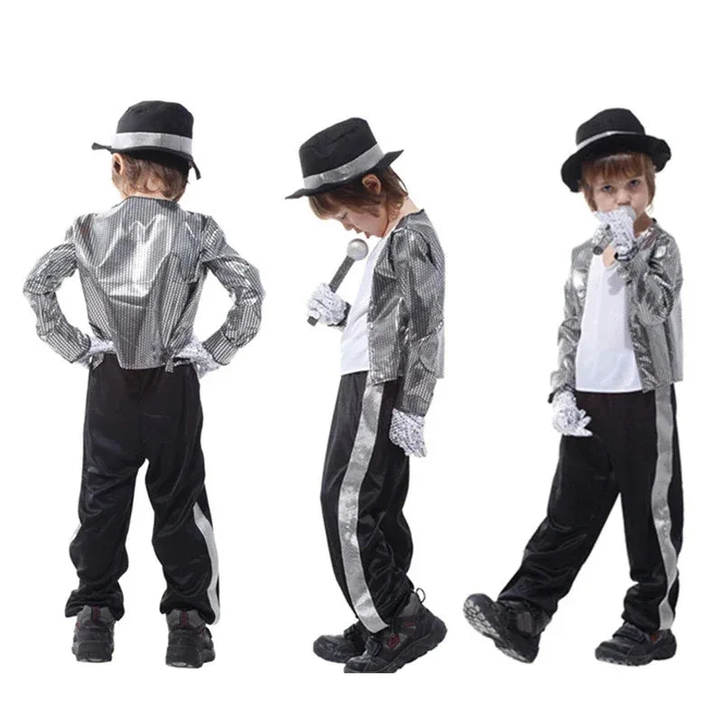 MJ Michael Jackson Coat Jacket Glove Children Kids Party Cosplay Costume Clothing Children Cos Sets birthday gift
