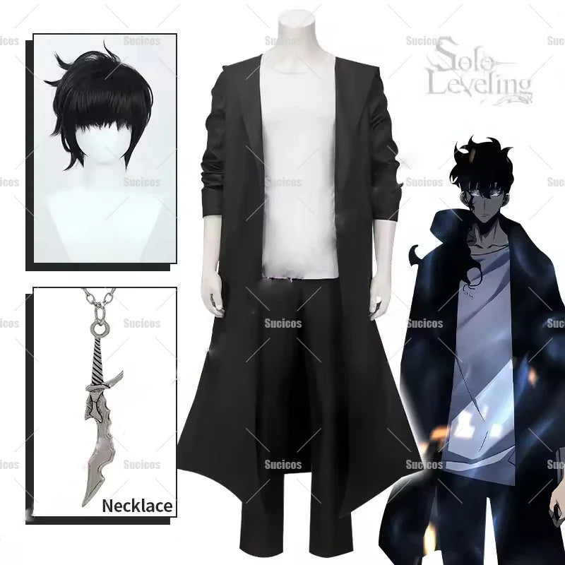 Anime Knight Killer Sung Jin-woo  Jinwoo Cosplay Costume WigShun Mizushino Trench Coat Woemen Men Halloween Custom Size
