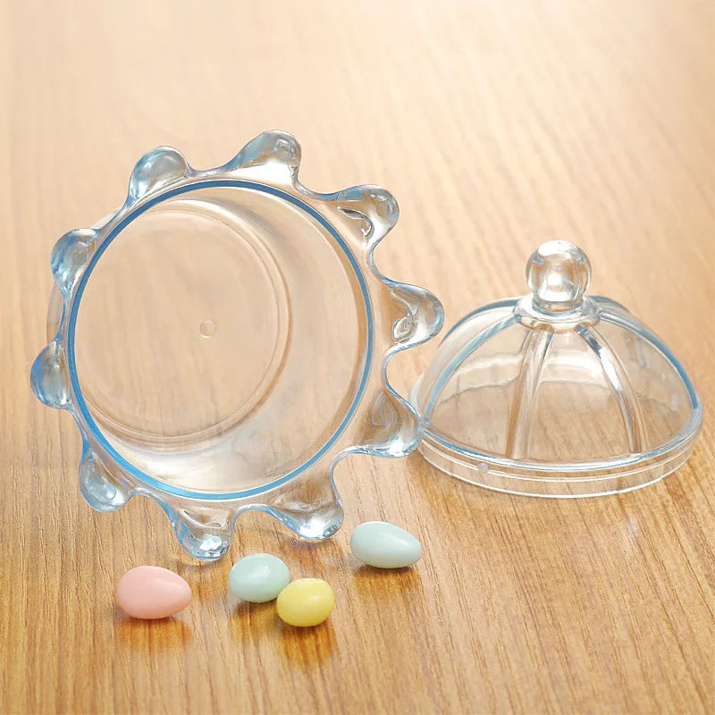 12pcs/lot Crown Candy Box Transparent Chocolate Boxes Packing Box Bride Groom Wedding Decoration Birthday Party Favor Gifts