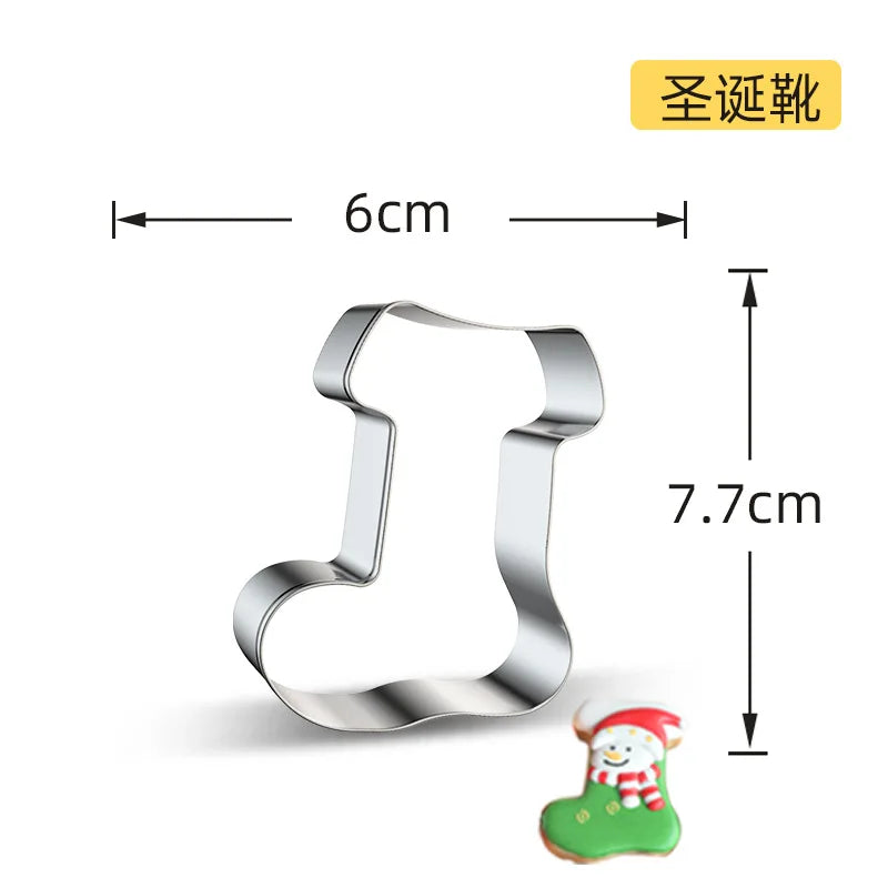 Christmas Cookie Cutter Stainless Steel Biscuit Mold Baking Tool Christmas Theme Snowflake Santa Claus Cake Biscuit Mould M542