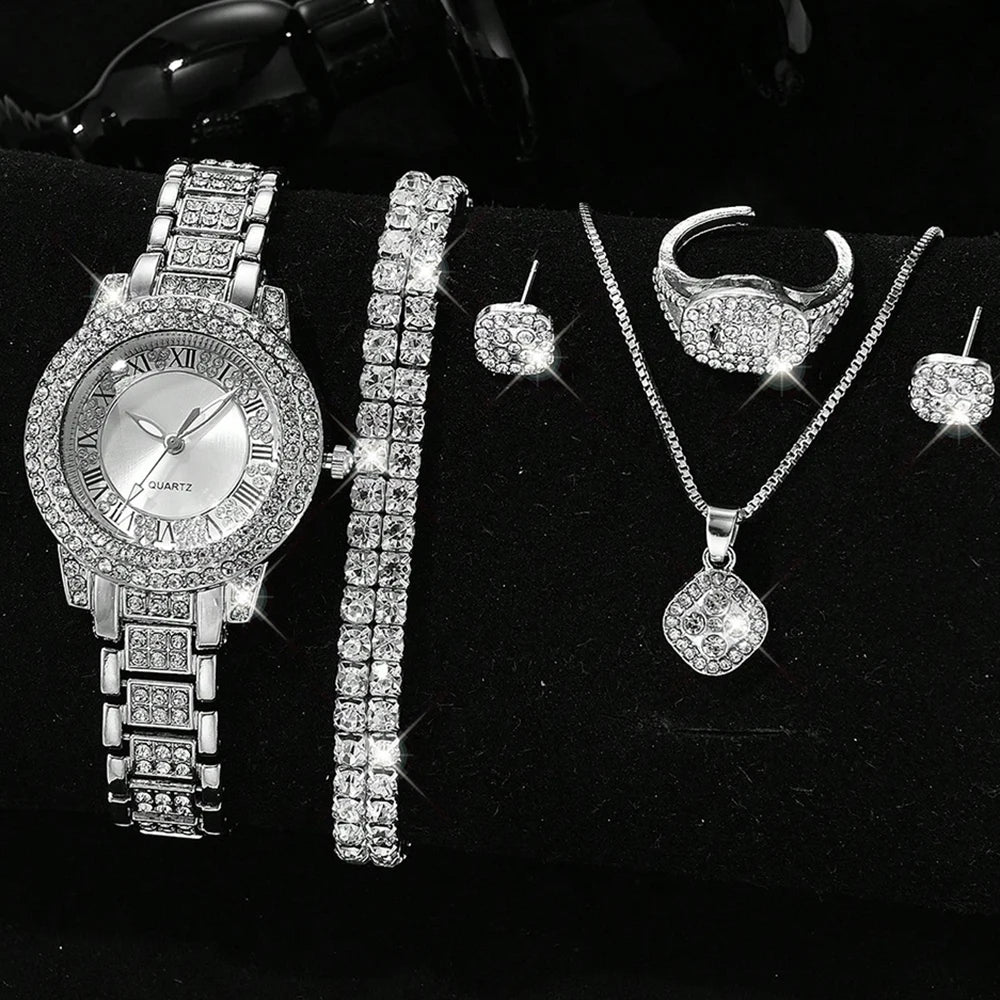 Surprise Random Women's Watch set Blind box Quartz Watch Bracelet Necklace Ring Earring set Suitable for Daily Clothing Matching