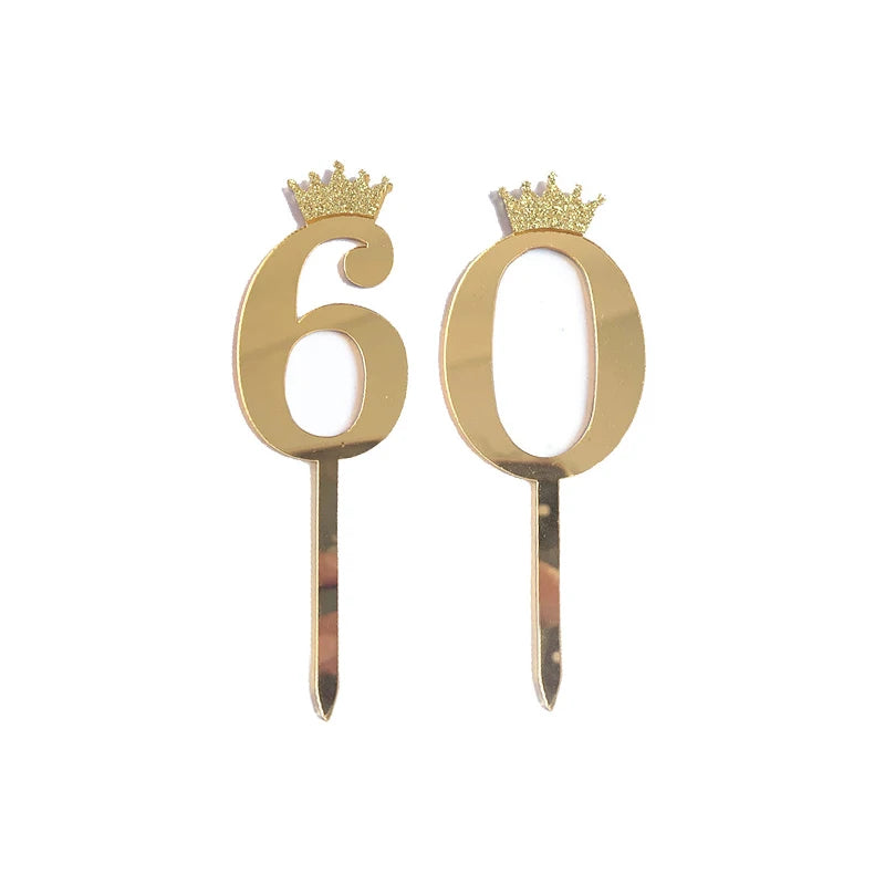 Happy Birthday Cake Topper Wedding Decorations Acrylic Cake Topper Gold Silver Numbers 10 16 18 20 30 Cake Decoration Tools