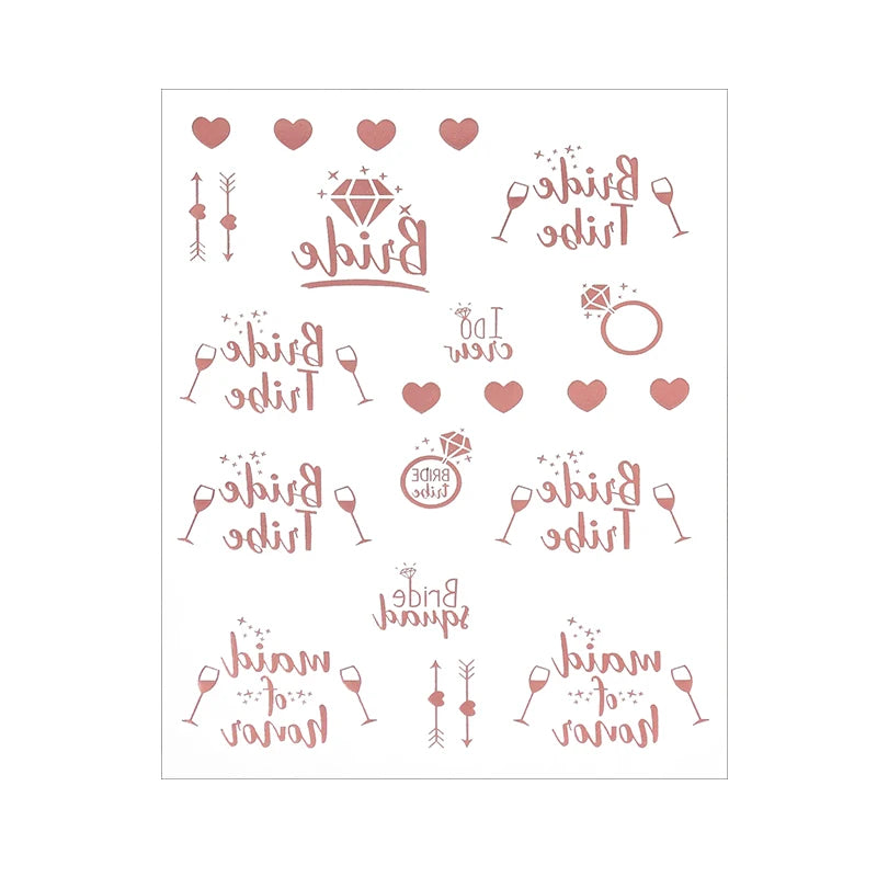 Bachelorette Party Tattoo Sticker Waterproof Golden Temporary Tattoos Bride To Be Sticker Bridal Shower Body Decoration Supplies