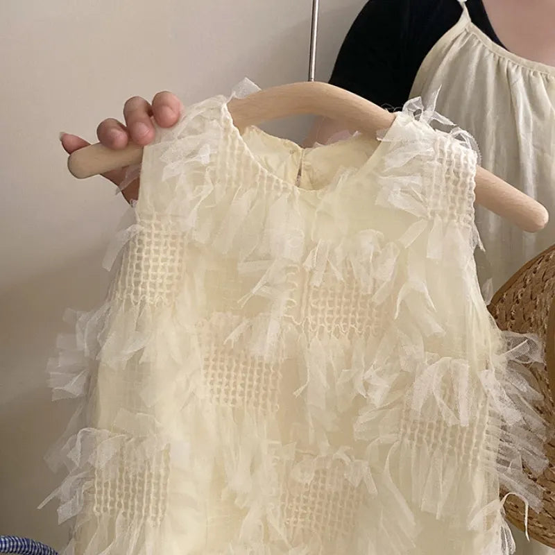 Baby Girl Princess Cotton High-end Dress Sleeveless Infant Toddler Child Elegant Tulle Vestido Party Summer Baby Clothes 18M-10Y