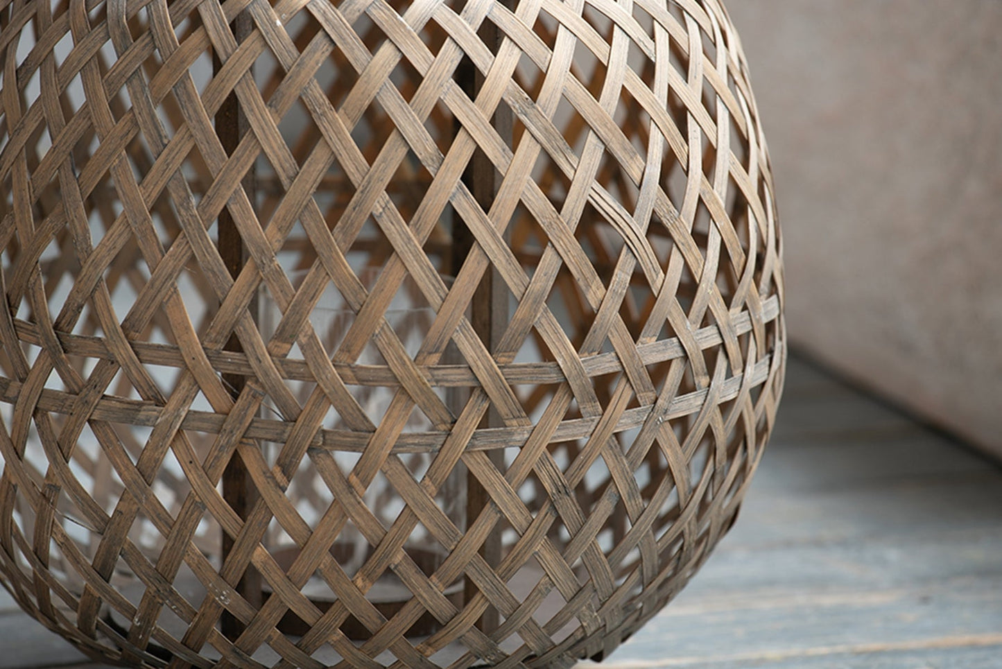 Oval Wood Lattice Candle Lantern with Glass Holder, 13.8 in Tall