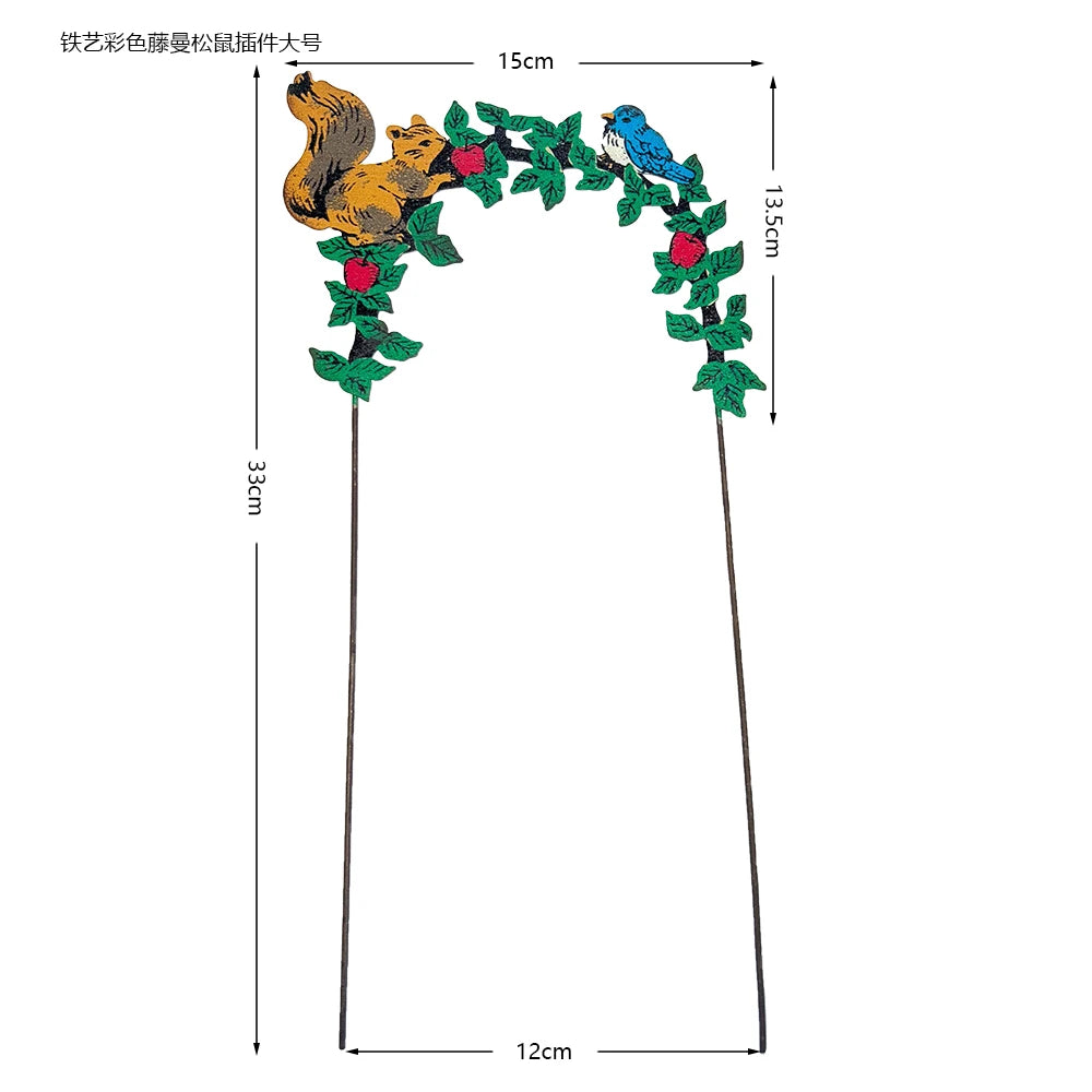 Retro Iron Animal Flower Stake Balloon Ornament Horticultural Groceries Garden Decor Rustic Balcony Plant Markers for Flowerpot