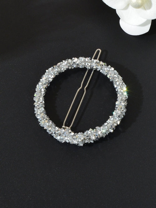 Sparkling Full Rhinestone Star Circular Hair Clip Elegant Hair