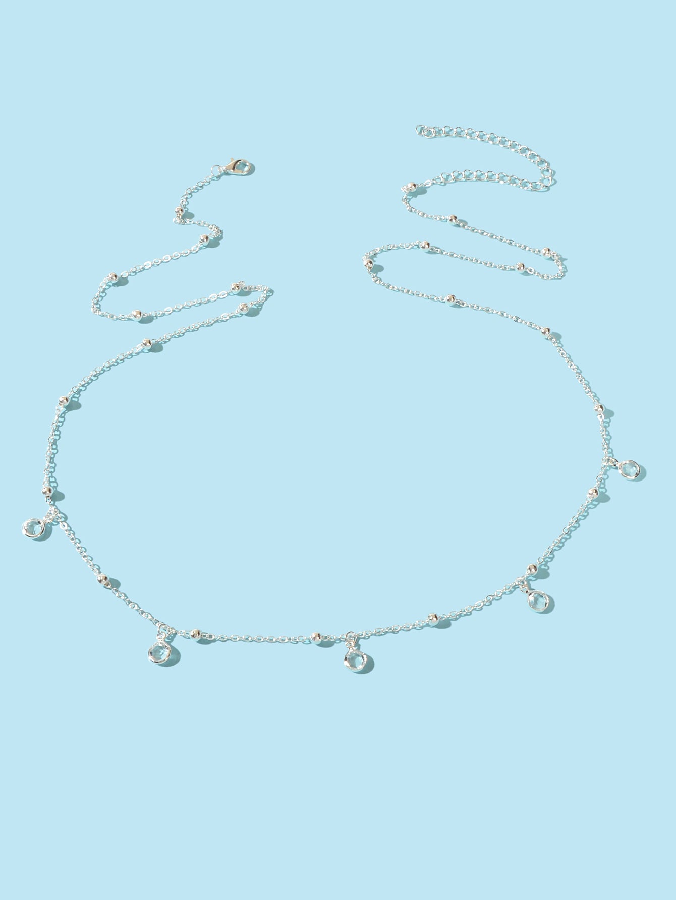 Minimalist Beach Bikini Silver Body Chain Beads Charms Sexy Belly