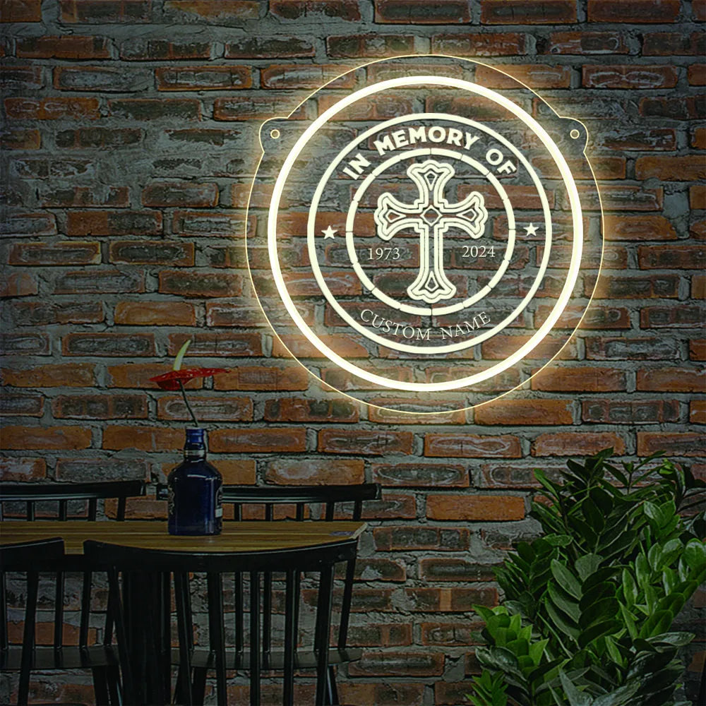 1PC Round Shape Crucifix Personalized Text USB Power Neon Led Sign Acrylic Lamp for Home Decoration Cool Gifts for Wall Hanging
