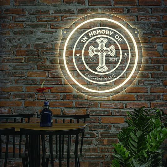 1PC Round Shape Crucifix Personalized Text USB Power Neon Led Sign Acrylic Lamp for Home Decoration Cool Gifts for Wall Hanging
