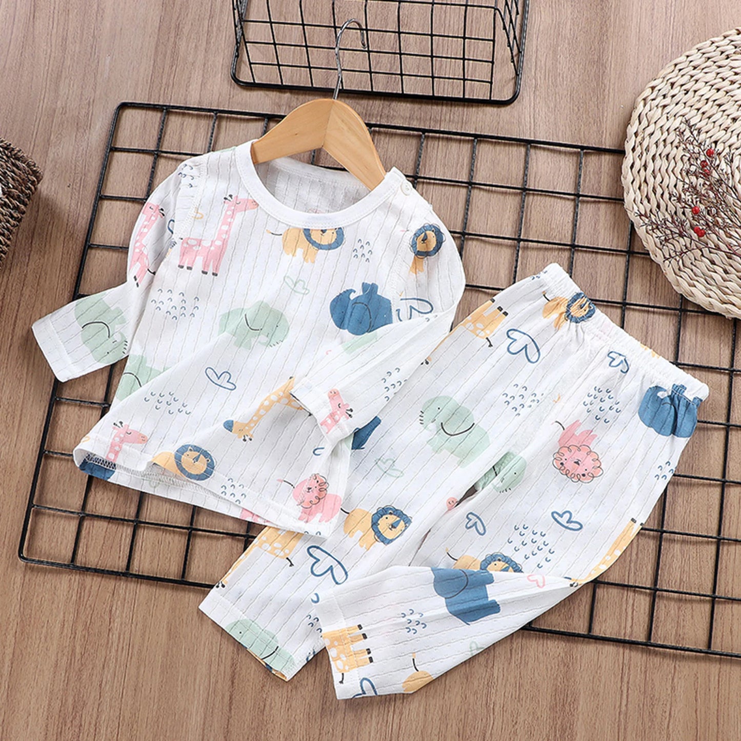 Child Baby Boys Girls Summer Cotton Sleepwear Kids Homewear Children Lightweight Conformtable Pyjamas Cartton Clothes Pullover