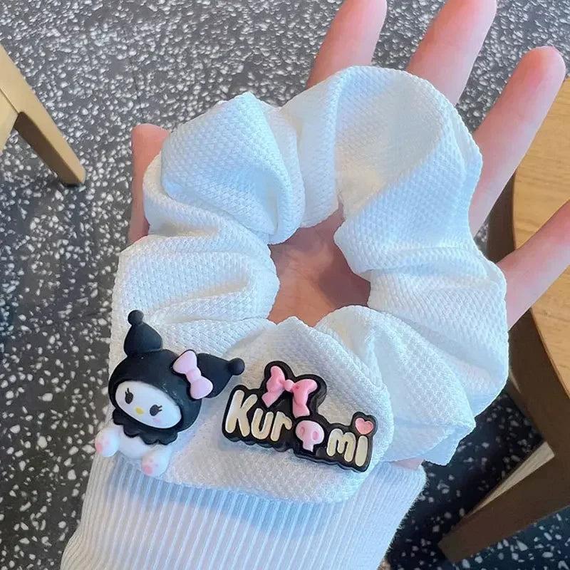 4Pcs  Girls Hair Bands Cute Cartoon Kuromi Hair Rope Kawaii Elastic Headband Hair Accessories Ponytail Holder Holiday Gift
