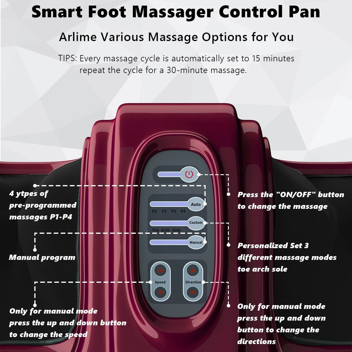 Electric Shiatsu Vibration Foot Massager with Roller Therapy Health Care Remote control Improve Blood Circulation