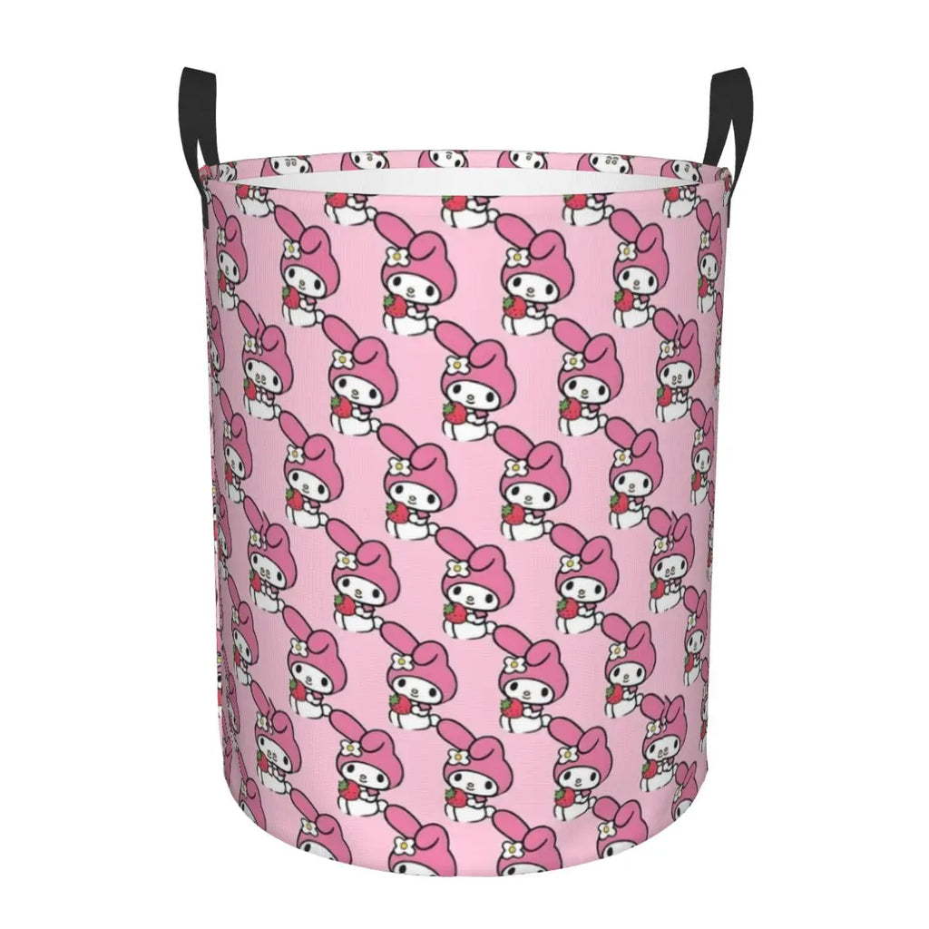 Custom Melody Laundry Basket Collapsible Pink Rabbit Clothes Hamper for Baby Kids Toys Storage Bin