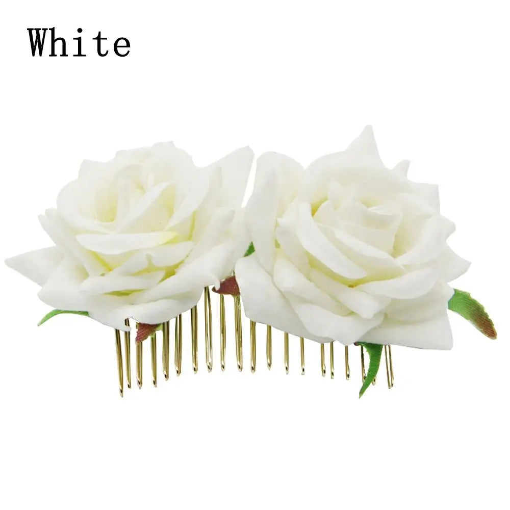 Flower Hair Comb Elegant Bridal Crystal Hair Ornaments Rustic Wedding Floral Women Flower Leaf Hair Comb Brides Hair Accessories