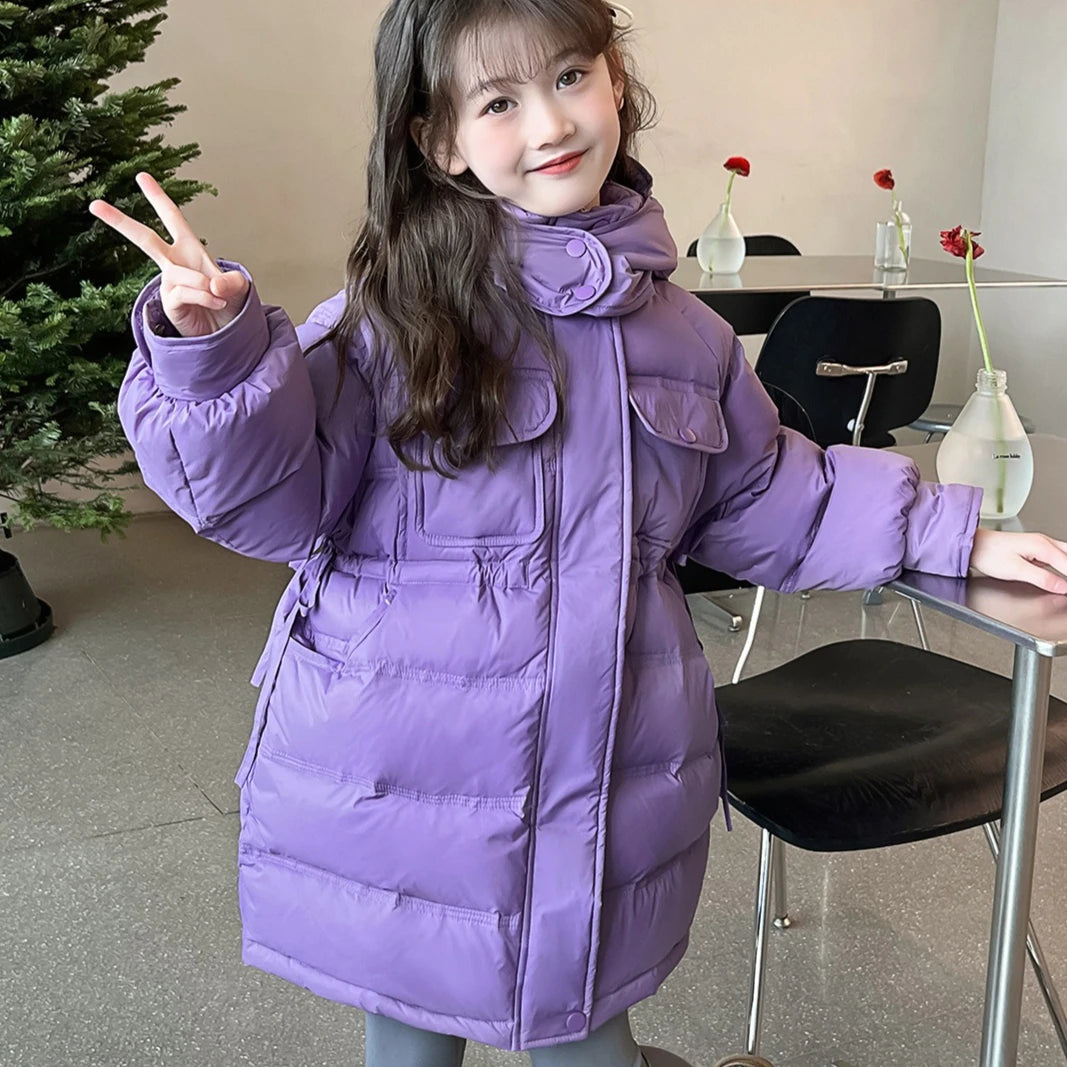 Girls Cotton Clothes 2025 Autumn and Winter New Childrens Clothing Korean Girls Baby Fashion Solid Color Down Cotton Clothes