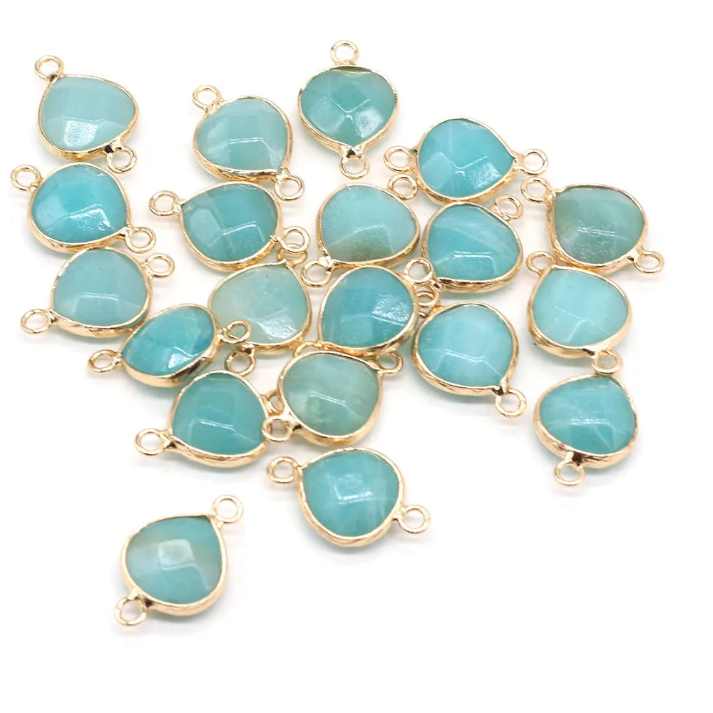 2pcs Natural Stone Connectors Fat Water Drop Pendant Charms for DIY Women Men Necklace Bracelets Jewelry Making Accessories