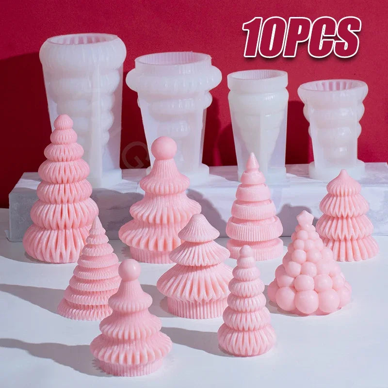 Christmas Tree Candle Molds Handmade Home Decoration Wax Candle Silicone Mould Fragrance Aroma Gypsum Plaster Ornament Mold