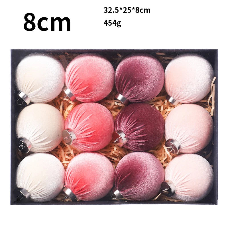 12Pcs/8cm Christmas Ball Decoration Supplies Exquisite Christmas Tree Ornaments Pendant New Year Home Party Decoration