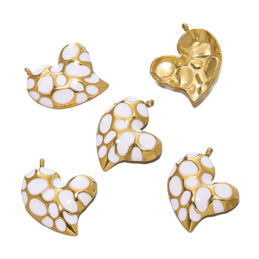 2Pcs/Lot Stainless Steel Pendant Base Heart Vintage Enamel Colourful for DIY Necklace Earring Bracelet Jewelry Making Supplies