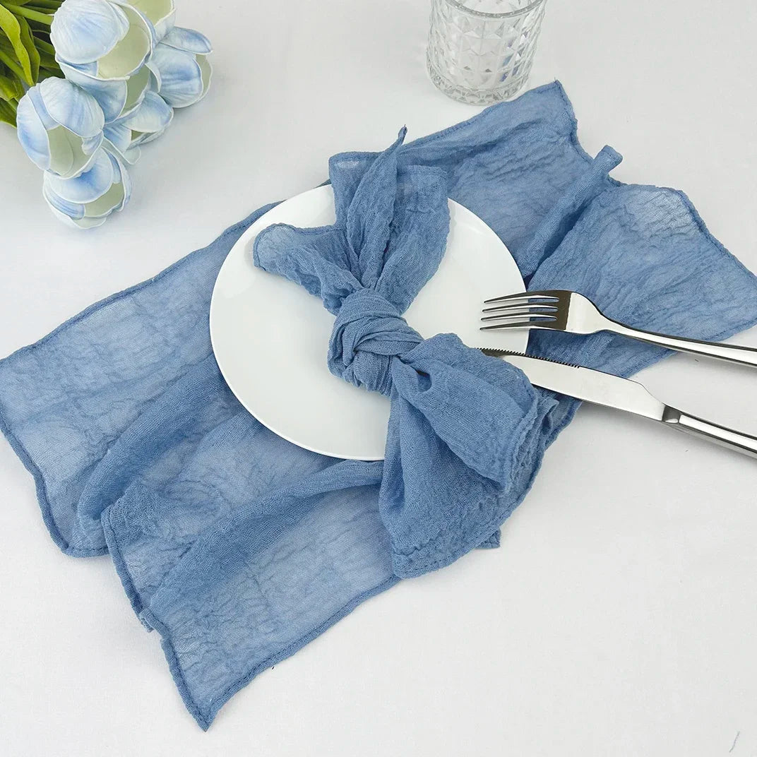 10PCS 38x38CM Sage green Wedding Cloth Napkins Gauze Fabric Pink Beige Christmas Party Dinner table Mat Decoration