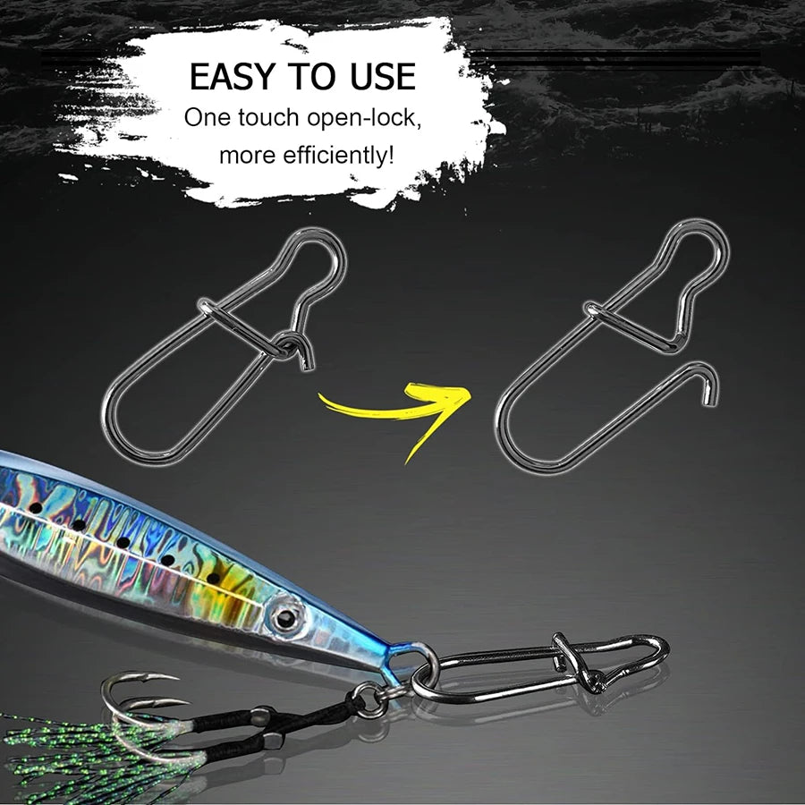 50Pcs Crankbait Snaps Stainless Steel Duo Lock Lure Snaps Quick Change Fishing Clips Fast Speed Clips Snap Hook Connector