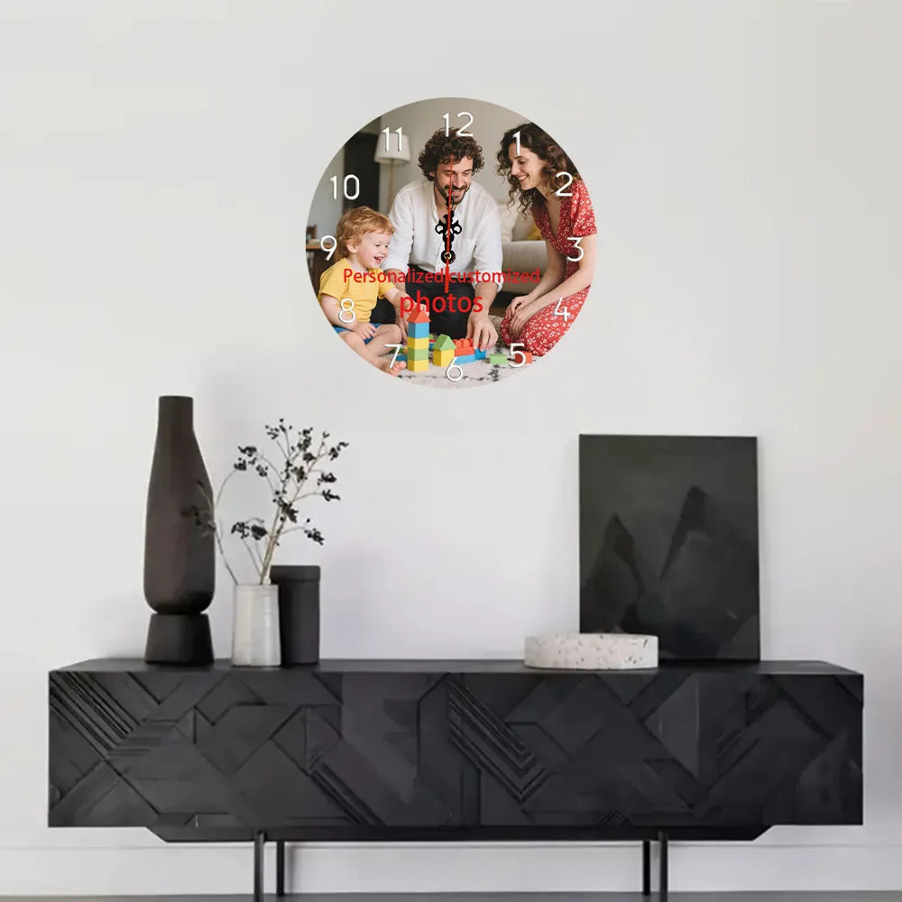 1 Piece 12inch Customized Photo Wall Clock Silent Clock with Silent Tone   Great for Creates Harmony Atmosphere with Various Spaces and Using Timing.   Decorative and Timing.   The Battery Is Not Provided. Custom Wall Decor Wall Clock