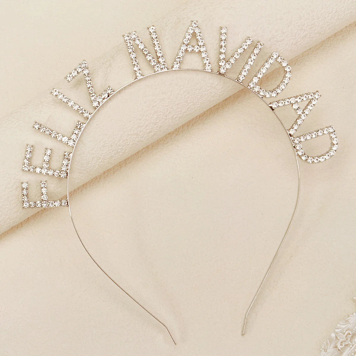 FELIZ NAVIDAD Christmas Alphabet Hair Band Sparkling Rhinestone Handmade Crown Tiara Party Headwear For Women and Girls