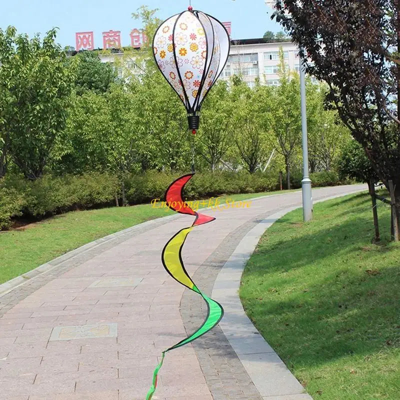 Q1JB Hot Air Balloon Wind Spinner Rainbow Pinwheel Garden Yard Lawn Decoration Gift